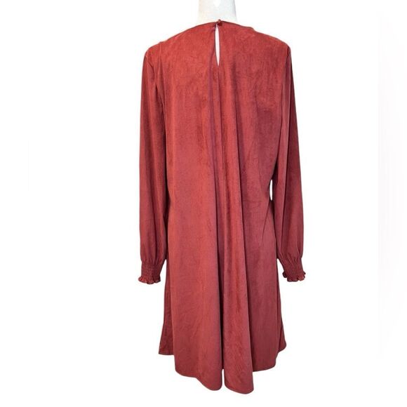 ANNE KLEIN Faux Suede Autumn Rose Long Sleeve Mini Dress Size Large - Picture 4 of 11